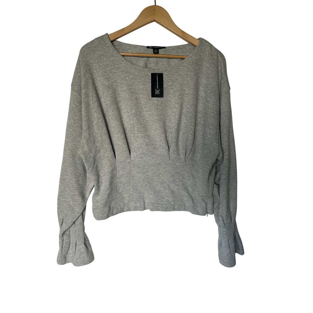INC International Concepts🍂 Gray Trendy Cropped Pullover Top XL NWT